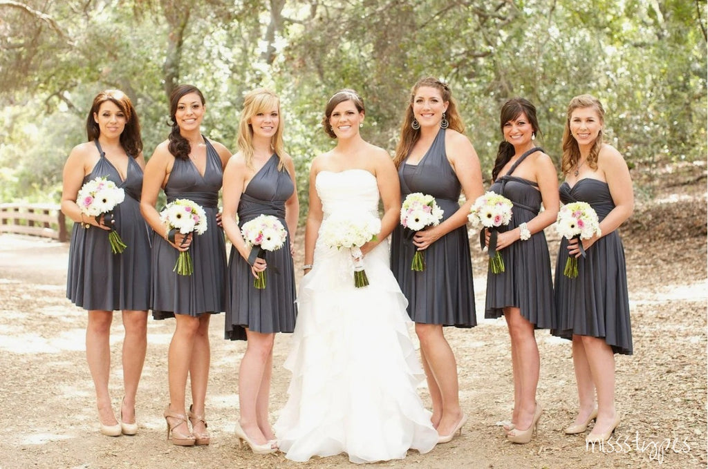 Sexy Black Mismatched Soft Knee-Length Bridesmaid Dresses Online, BL36