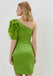 Charming Green One Shoulder Flower Mini Homecoming Dresses, HM35