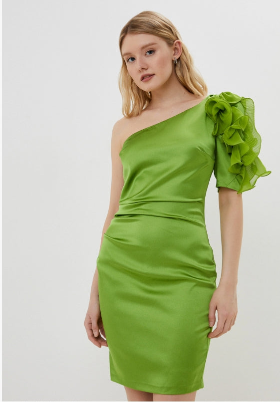 Charming Green One Shoulder Flower Mini Homecoming Dresses, HM35