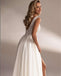 Elegant Lace Women Spaghetti Strap V-Neck Backless Side Slit Mermaid Wedding Dresses HS37