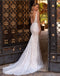 Beautiful White Appliqued Mermaid V-Neck  Backless Floor-Length Elegant Wedding Dresses HS22