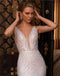 Beautiful White Appliqued Mermaid V-Neck  Backless Floor-Length Elegant Wedding Dresses HS22