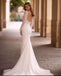 Sexy White Full Sleeve Appliqued Mermaid V-Neck Floor-Length Elegant Wedding Dresses HS21