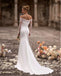 Simple White Straight Across Lace Pleat Appliqued Bodycon Mermaid Wedding Dresses HS35