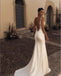 Beading White Soft V-Neck Side Slit Floor-Length Mermaid Wedding Dresses HS30