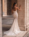 Lady White Tulle Lace Up Spaghetti Strap Floor-Length Mermaid Wedding Dresses HS32