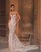 Off White Simple Spaghetti Strap Appliqued Floor-Length Mermaid Wedding Dresses HS29