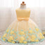 Beautiful Yellow Sleeveless Appliqued Bow A-Line Tulle Empire Popular Little Flower Girl Dresses, ET38