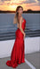 Women Red Sweetheart Bodycon Strapless Mermaid Prom Dresses,ZX83