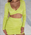 Lady Sexy V-Neck Bodycon Yellow Full Sleeve Mini Homecoming Dresses, HM31