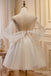 Princess White Tulle Spaghetti Strap Bow A-Line Mini Homecoming Dresses, HM29