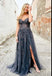 Vintage Side Slit Tulle Appliqued Women Prom Evening Dress,ZX195