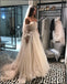 Beautiful White Off Shoulder Appliqued Side Slit Long A-Line With Tail Wedding Dresses HS43