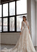 Elegant White V-Neck Full Sleeve Appliqued Long A-Line Wedding Dresses HS42