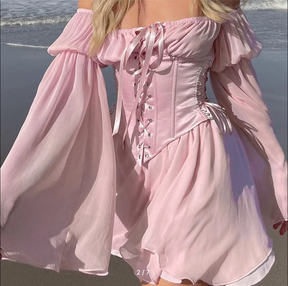 Elegant Pink Unique Off Shoulder A-Line Mini Homecoming Dresses, HM53