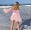 Elegant Pink Unique Off Shoulder A-Line Mini Homecoming Dresses, HM53