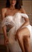 White Off Shoulder A-line Tulle Sleeveless Long Cheap Wedding Dresses,HS65