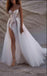 Sexy One Shoulder Appliqued Spaghetti Strap Empire Side Slit A-Line Wedding Dresses HS60