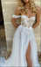 Sexy One Shoulder Appliqued Sweetheart Side Slit A-Line Wedding Dresses HS59