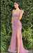 Hot Pink Women Classy Side Slit Mermaid Floor-Length Prom Dresses,ZX109