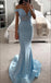 Elegant Blue V-Neck Flower Appliqued Floor-Length Prom Dresses,ZX108