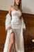 Luxurious White Soft Sweetheart Side Slit Floor-Length Popular Prom Dresses,ZX126