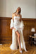 Luxurious White Soft Sweetheart Side Slit Floor-Length Popular Prom Dresses,ZX126