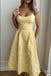 Yellow Elegant Spaghetti Strap Tea-Length Long Popular Prom Dresses,ZX116