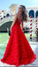 Sexy Red Flower Sweetheart Side Slit Floor-Length Popular Prom Dresses,ZX125