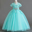 Beautiful Sky Blue Appliqued A-Line Tulle Elegant Little Flower Girl Dresses, ET40