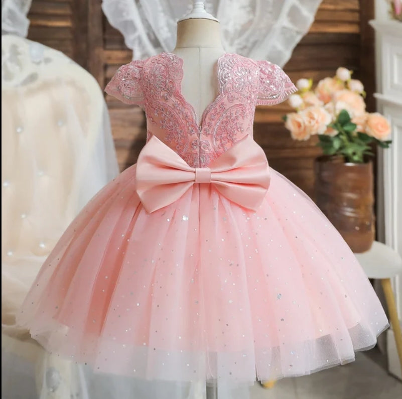 Champagne Appliqued A-Line Tulle Elegant Little Flower Girl Dresses, ET39