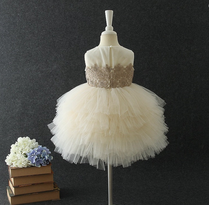 Simple Appliqued Tulle A-Line Sleeveless Little Flower Girl Dresses, ET44