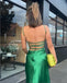 Green Sexy Soft Side Slit Floor-Length Popular Prom Dresses,ZX128