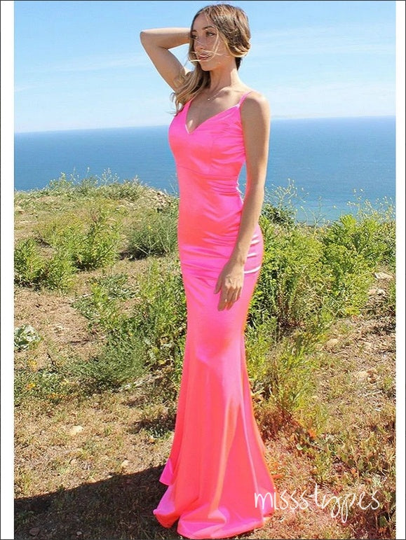 Hot Pink Sexy Women Soft Floor-Length Fashion Prom Dresses,ZX136