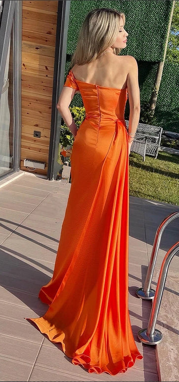 Orange Beading Sweetheart Strapless Pleat Floor-Length Fashion Prom Dresses,ZX142