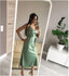 Gorgeous Green Spaghetti Strap Tea-Length Popular Prom Dresses,ZX131