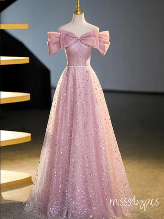 Sparkly Pink Flower Beading Luxurious A-Line Fashion Prom Dresses,ZX146