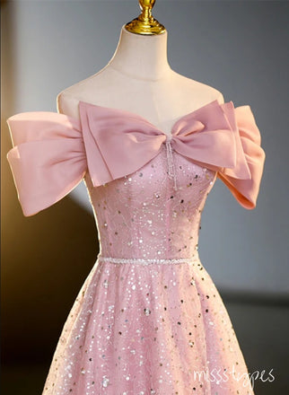 Sparkly Pink Flower Beading Luxurious A-Line Fashion Prom Dresses,ZX146