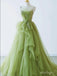 Cozy Grass-Green Spaghetti Strap A-Line Fashion Prom Dresses,ZX157