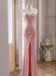 Sequin Pink Sparkly One Shoulder Side Slit Floor-Length Mermaid Fashion Prom Dresses,ZX165