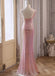 Sequin Pink Sparkly One Shoulder Side Slit Floor-Length Mermaid Fashion Prom Dresses,ZX165