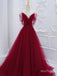 Classy A-Line Red Tulle Spaghetti Strap Princess Fashion Prom Dresses,ZX152