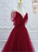 Classy A-Line Red Tulle Spaghetti Strap Princess Fashion Prom Dresses,ZX152