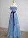 Simple Tulle Blue Sweetheart Floor-Length A-Line Fashion Prom Dresses,ZX159