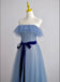 Simple Tulle Blue Sweetheart Floor-Length A-Line Fashion Prom Dresses,ZX159