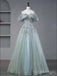 Elegant Mint-Green Word Shoulder Beading A-Line Fashion Prom Dresses,ZX156