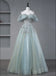 Elegant Mint-Green Word Shoulder Beading A-Line Fashion Prom Dresses,ZX156