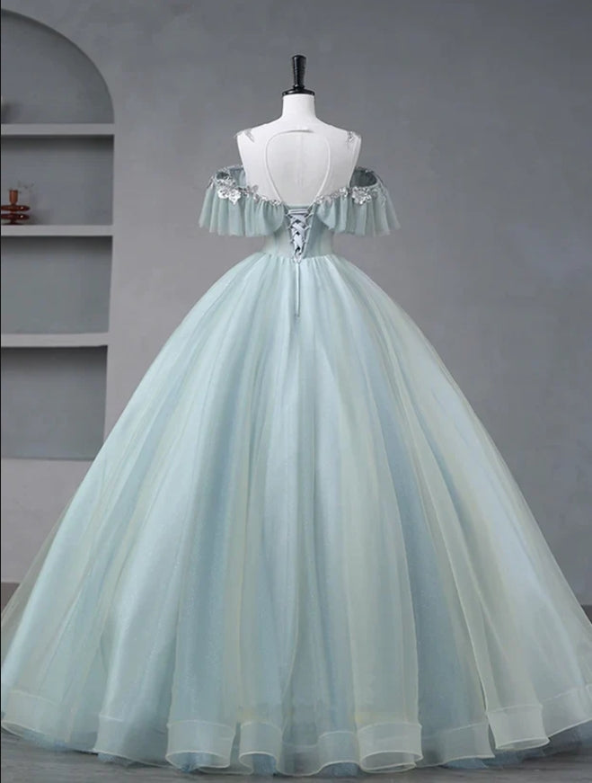 Elegant Mint-Green Word Shoulder Beading A-Line Fashion Prom Dresses,ZX156