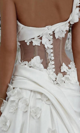 Beautiful White One Shoulder Appliqued Mermaid Fashion Wedding Dresses,HS73