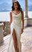 Simple White Mermaid Spaghetti Strap Backless Fashion Prom Dresses,ZX147